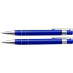 Lakkozott tollkészlet, fekete tollbetéttel, tolltartóval, kék (6633-05)
