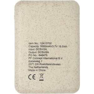Asama 5000 mAh töltő szalmából, natúr (powerbank)