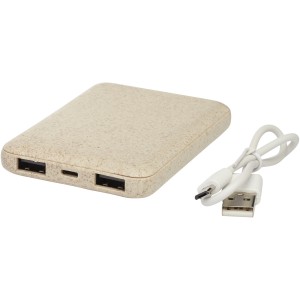 Asama 5000 mAh töltő szalmából, natúr (powerbank)