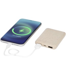 Asama 5000 mAh töltő szalmából, natúr (powerbank)