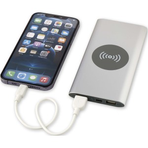Juice alumínium vezeték nélküli powerbank, 8000 mAh, ezüst (powerbank)