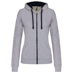 Kariban Contrast n�i kapucnis pul�ver, Oxford Grey/Navy