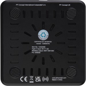 Loop 10W-os újraműanyag vezeték nélküli töltőpad, fekete (powerbank)