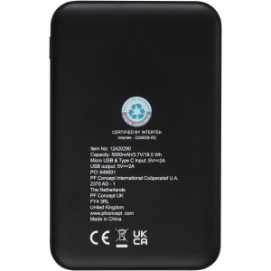 Loop 5000mAh újraműanyag powerbank, fekete (powerbank)