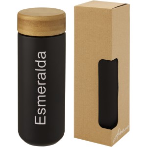 Lumi kerámia pohár bambusz kupakkal, 300 ml, fekete (pohár)