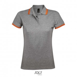 Sols Pasadena női piképóló, Grey/Navy (galléros póló, 90-100% pamut)