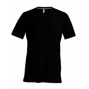 Kariban V-nyak frfipl, Black (T-shirt, pl, 90-100% pamut)