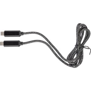 Töltőkábel, nylon, 100W, fekete (vezeték, elosztó, adapter, kábel)